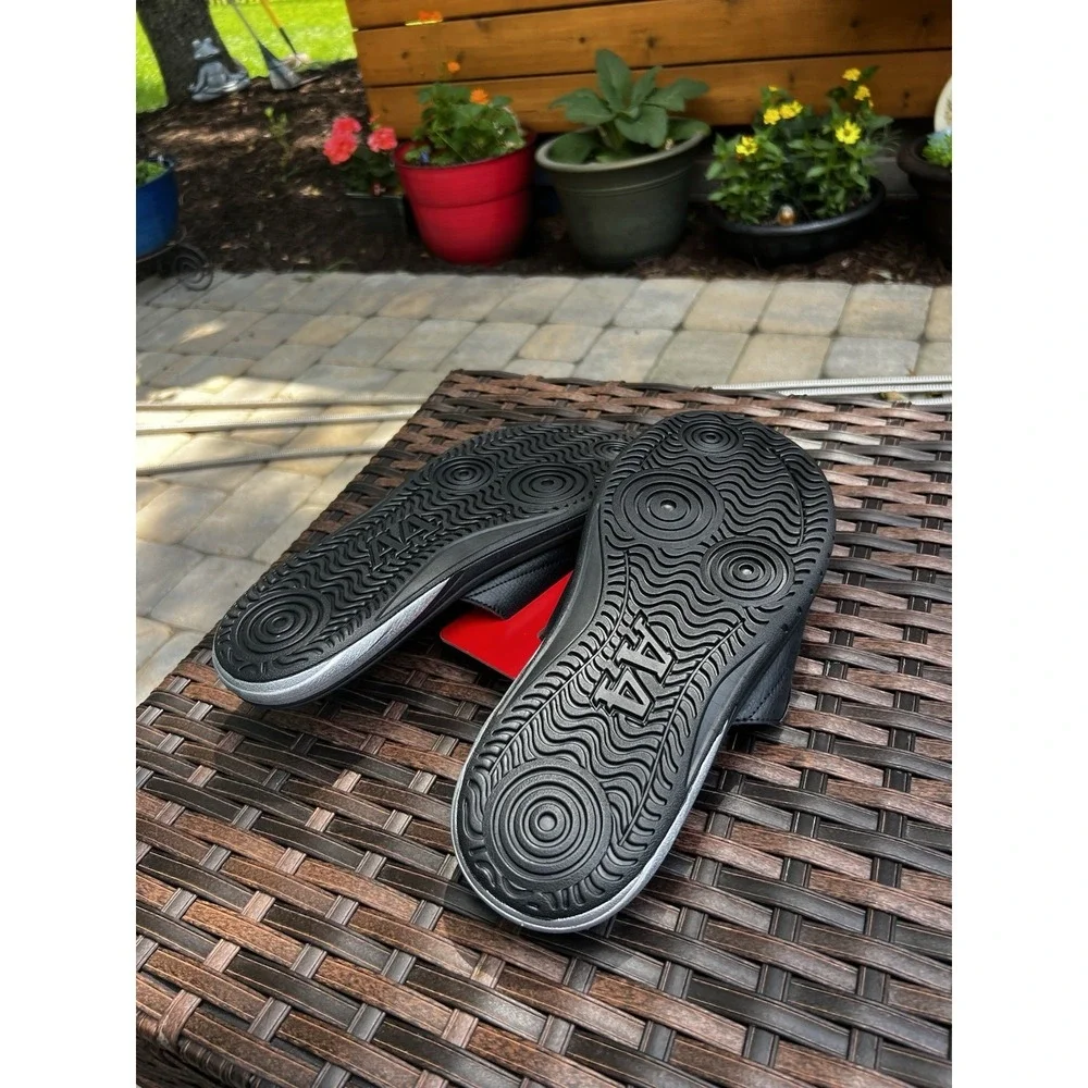 Avia Men's A4 Logo Slide Sandals Black Red Slip On Athletic Shoes Size 12 New